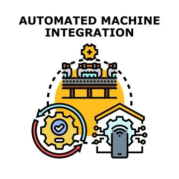 Automated machine integration concept developing industrial processes Stock Illustration