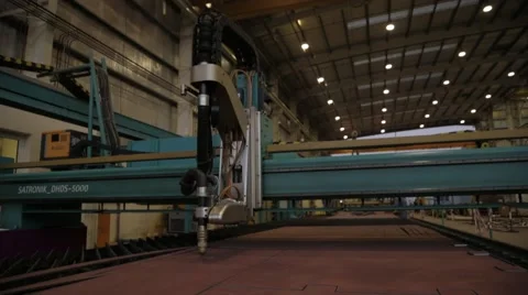 Automated Machine Laser Cutting Metal Stock Footage 63045252