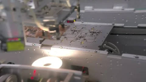 Automated machine loading circuit board panels Stock Footage 347981384