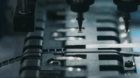 Automated Machine Picking LED Components in Macro Close-Up Stock Footage 319375558