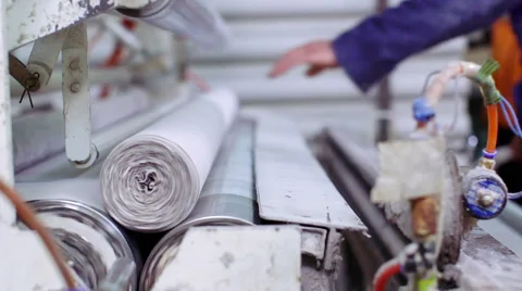 Automated machine at work in paper recycling factory Stock Footage 56541854
