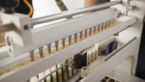 Automated Machinery Processing Grain Seeds on Production Line Stock Footage 333732030