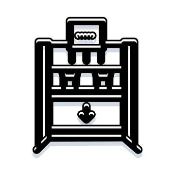 Automated manufacturing 3d printer machine producing objects Stock Illustration