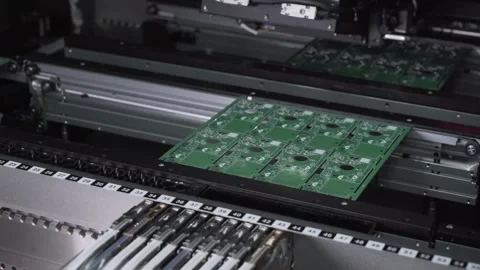 Automated manufacturing of electronic chips. 스톡 동영상 332822791