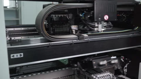 Automated manufacturing of electronic chips. 스톡 동영상 332822799