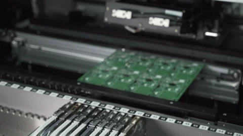 Automated manufacturing of electronic chips. Stock Footage 333514943