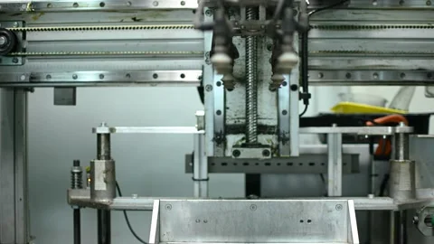 Automated manufacturing of plastic meat packing Stock Footage 225147202