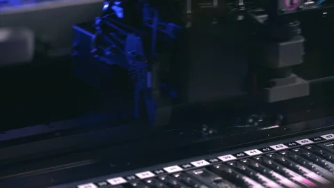 Automated manufacturing process for boards or microchips for electronics or Stock Footage 129671154