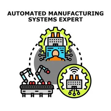 Automated manufacturing systems expert concept illustration Stock Illustration