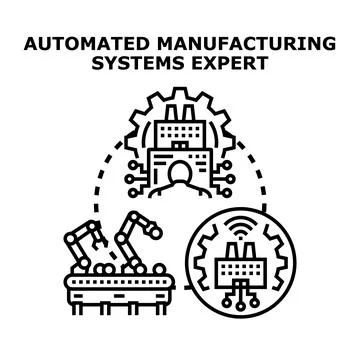 Automated manufacturing systems expert concept illustration Stock Illustration