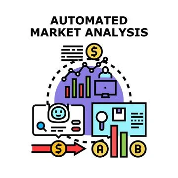 Automated market analysis cycle, data driven business strategy for financia.. イラスト素材