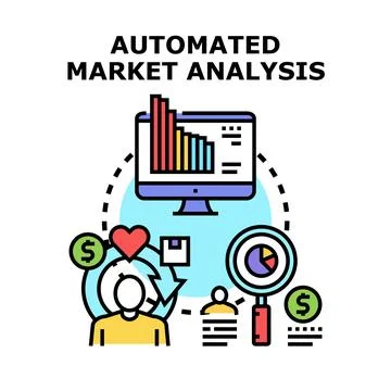 Automated market analysis process optimizing business strategy 스톡 일러스트