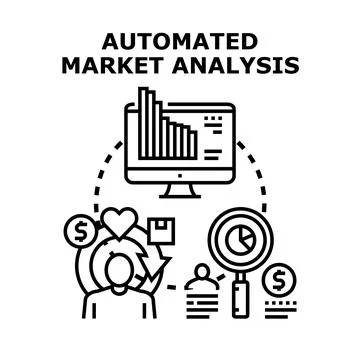 Automated market analysis process optimizing business strategy Illustration