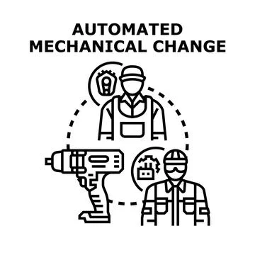 Automated mechanical change process and engineering work Stock Illustration