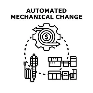 Automated mechanical change process illustrating modern industry workflow Stock Illustration