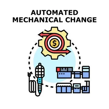 Automated mechanical change process illustrating modern industry workflow Illustrazione stock