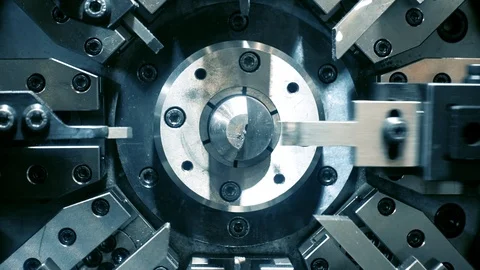 Automated metal processing lathe. Stock Footage 120167803