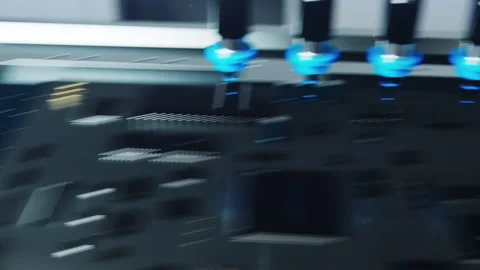 Automated microelectronics assembly line Video stock 228607038