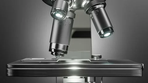 Automated microscope in scientific laboratory close-up shot. Video stock 199734294