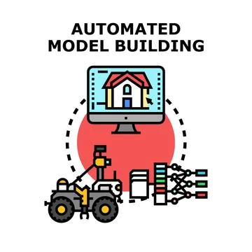 Automated model building creating virtual architectural designs Stock Illustration