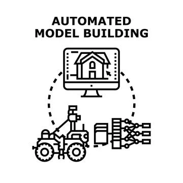 Automated model building creating virtual architectural designs Stock Illustration