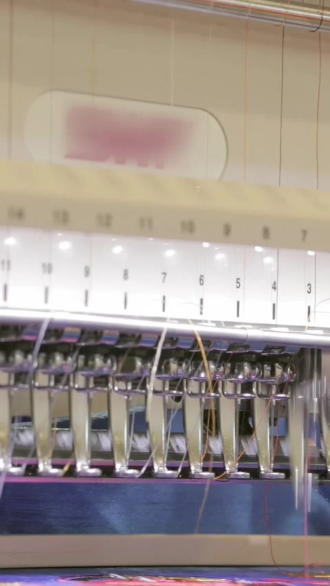 Automated Needles Craft Intricate Patterns on Textile Canvas Stock Footage 341068608