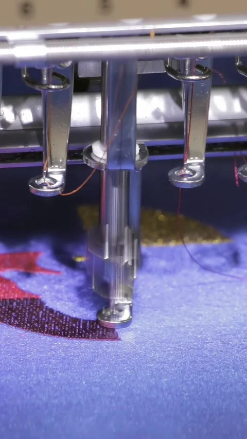 Automated Needles Craft Intricate Patterns With Vivid Threads Stock Footage 341068614
