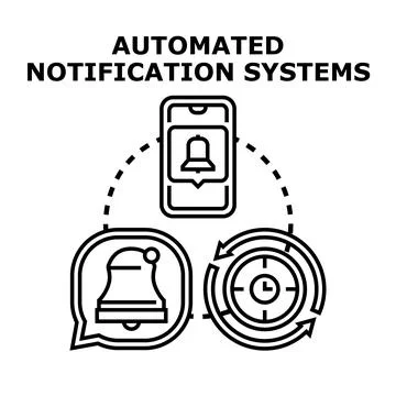 Automated notification systems sending timely mobile alerts イラスト素材