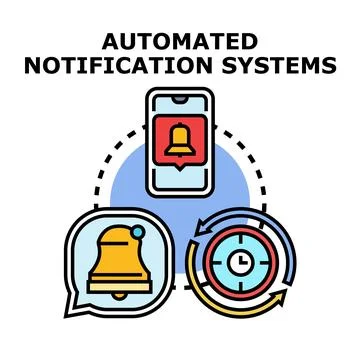 Automated notification systems sending timely mobile alerts Stock Illustration