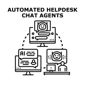 Automated online helpdesk chat agents concept 스톡 일러스트