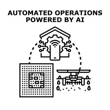 Automated operations powered by artificial intelligence technology Stock Illustration
