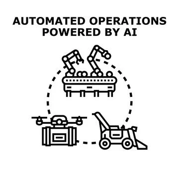 Automated operations powered by artificial intelligence concept Stock Illustration