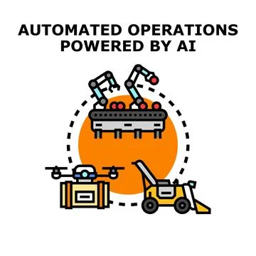 Automated operations powered by artificial intelligence concept Stock Illustration