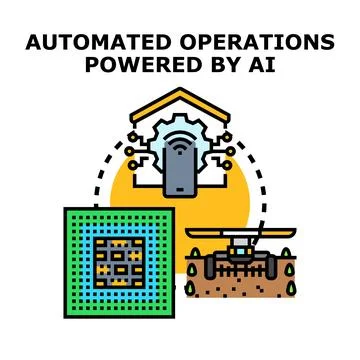 Automated operations powered by artificial intelligence technology Stock Illustration