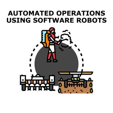Automated operations using software robots concept Illustrazione stock