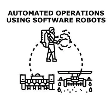 Automated operations using software robots concept Stock-Illustration