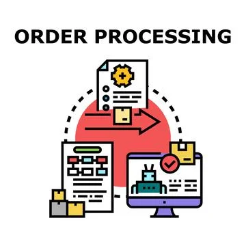 Automated order processing concept using innovative technology Stock Illustration