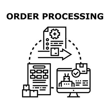 Automated order processing concept using innovative technology Stock Illustration