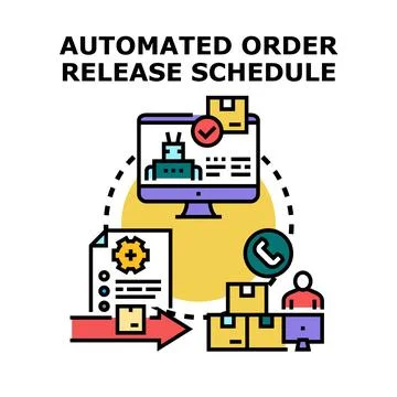 Automated order release schedule with digital management Stock Illustration