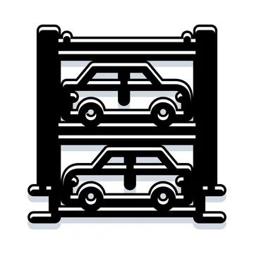 Automated parking system stacking multiple cars icon Stock Illustration