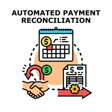 Automated payment reconciliation process financial management vector イラスト素材