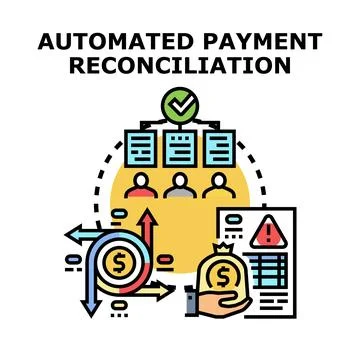 Automated payment reconciliation process for financial transactions Stock Illustration