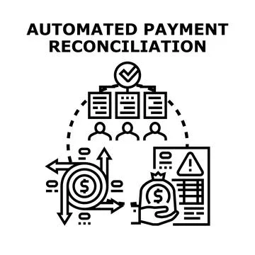 Automated payment reconciliation process for financial transactions Stock Illustration