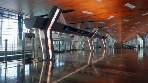 Automated People Mover Platform at Hamad Airport (Slow Motion) Stock Footage 346293808