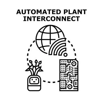 Automated plant interconnecting technology system concept イラスト素材