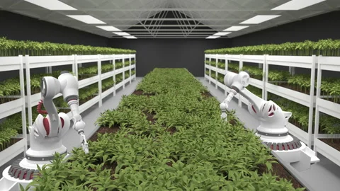 Automated planting process using advanced robot for planting leaves in trays. he Stock Footage 168735118