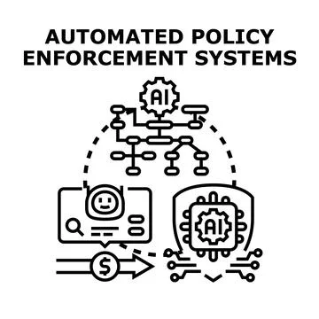 Automated policy enforcement system with artificial intelligence technology Illustrazione stock