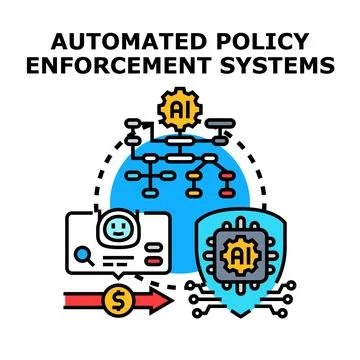 Automated policy enforcement system with artificial intelligence technology Illustrazione stock