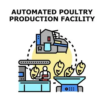 Automated poultry production facility processing raw meat Stock Illustration