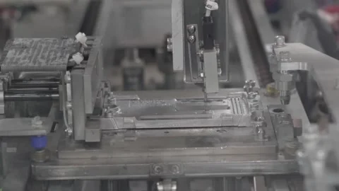 Automated press machine assembling and pressing electronic components onto PCB Видео 334701580
